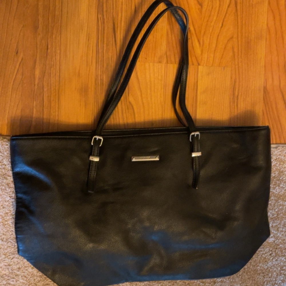 Nine West Black Leather Tote Bag